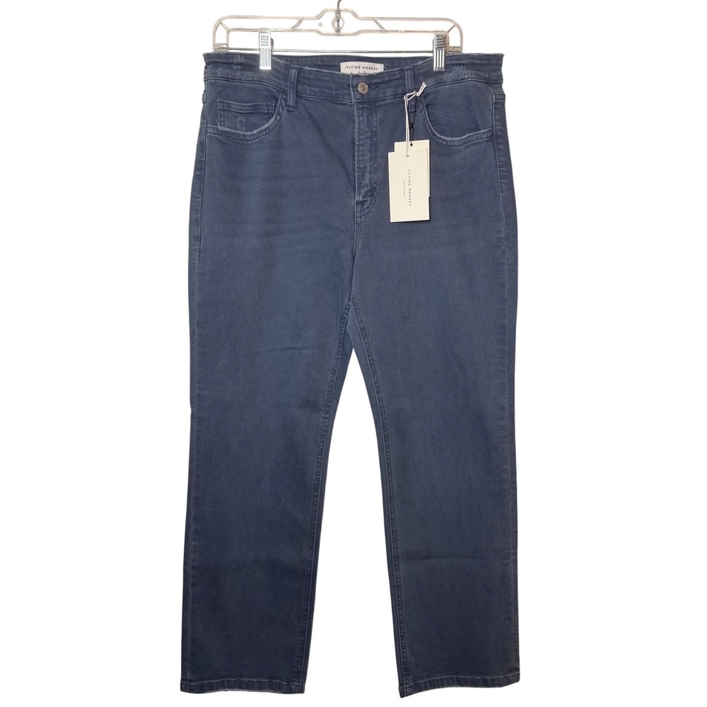 Flying Monkey Black Label Blue Stretch Straight Leg Jeans NWT Sz 32P Minimalist‎